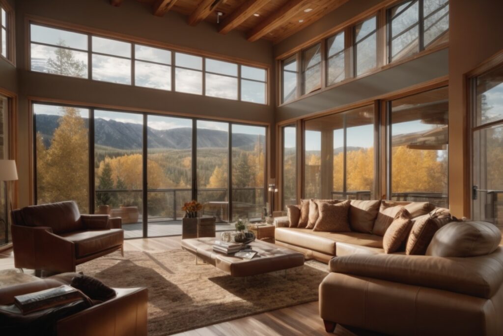 Colorado home interior with visible heat blocking window film on windows
