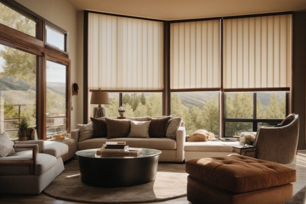 Interior of Colorado home with window tinting, reducing sunlight glare