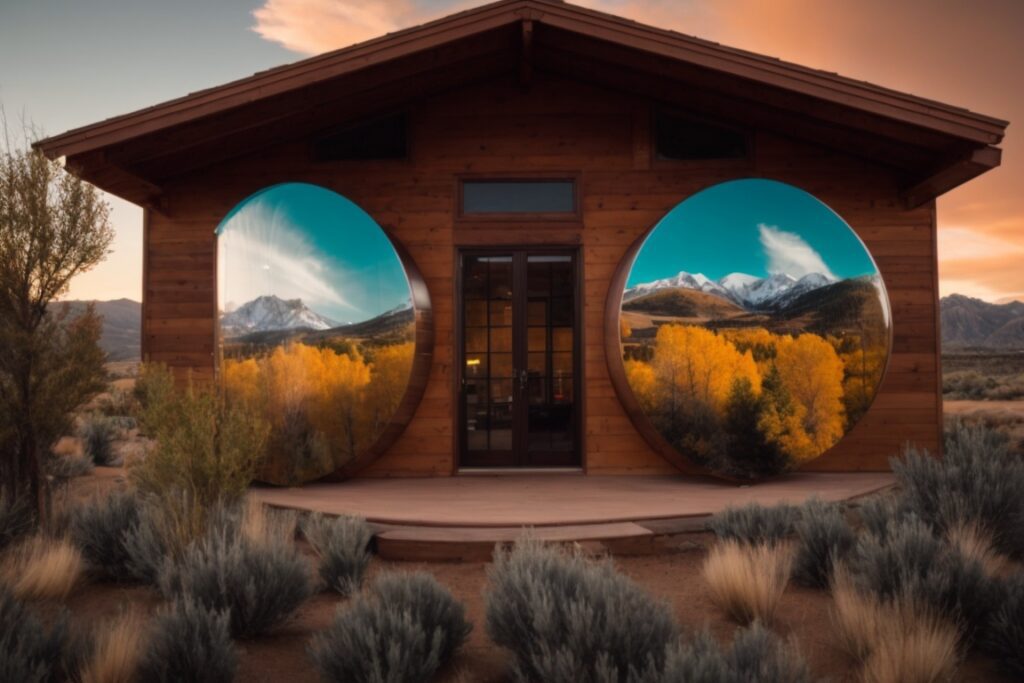 Colorado home with vibrant vinyl building wrap against a picturesque landscape