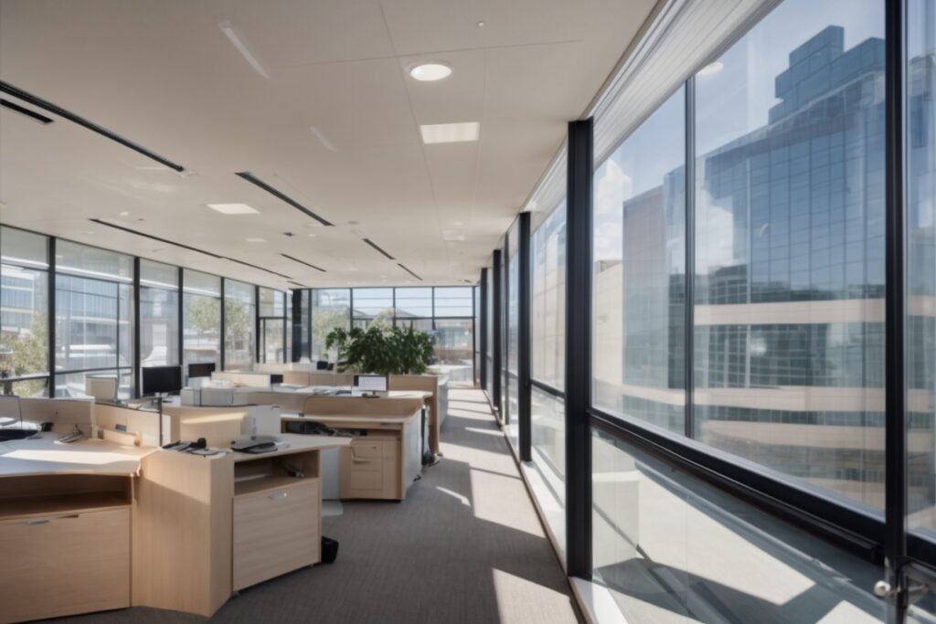 Colorado office with patterned window film allowing natural light