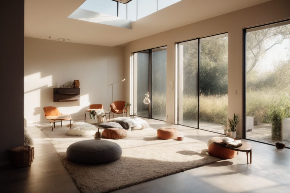 interior living space with sunlight filtering through frosted window films