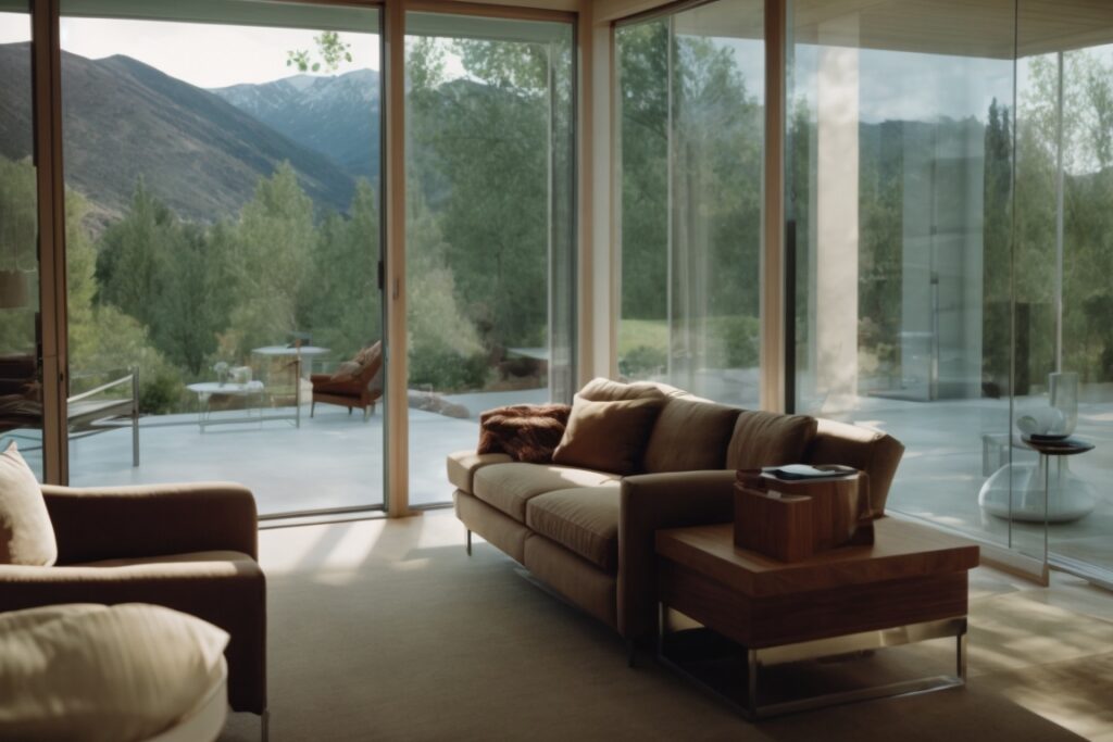 Colorado home interior with spectrally selective window film, soft natural light
