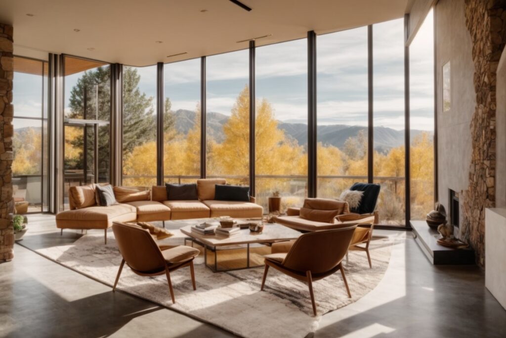 Colorado home with energy saving window film, sustainable living interior