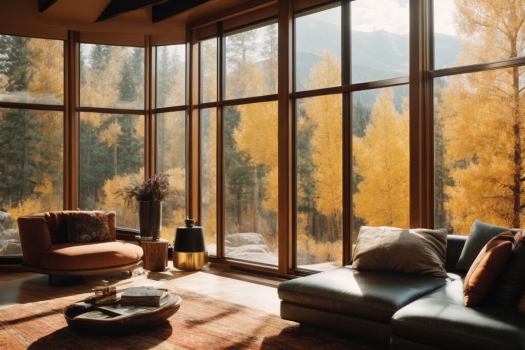 Colorado home interior with large windows showing UV protection film