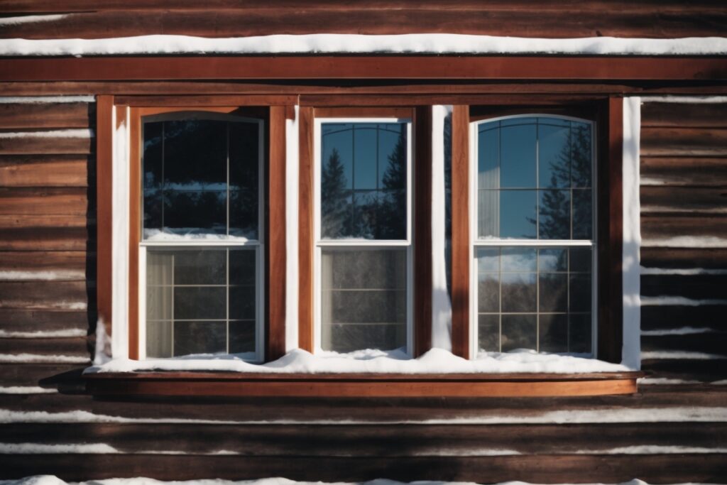 Colorado home exterior showing windows without film, contrasting hot summer and cold winter scenes