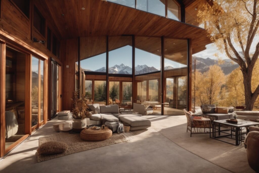 Colorado home with energy-efficient window film, mountains in background