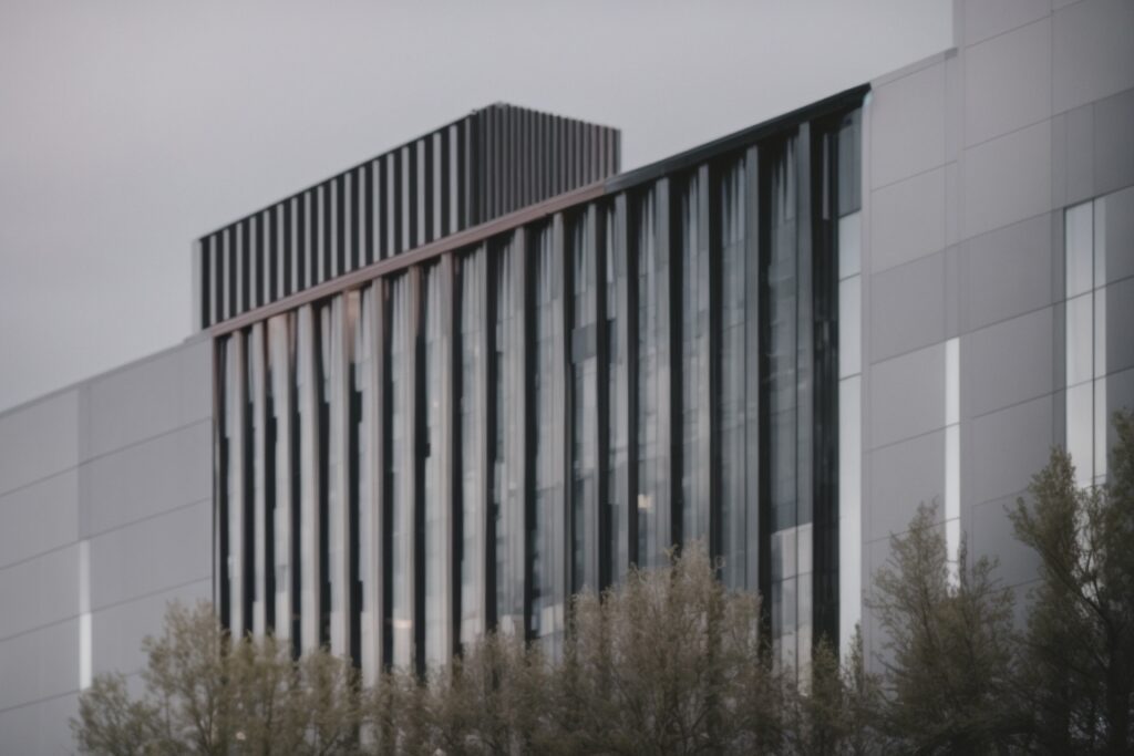 Building exterior in Colorado with opaque frosted window film