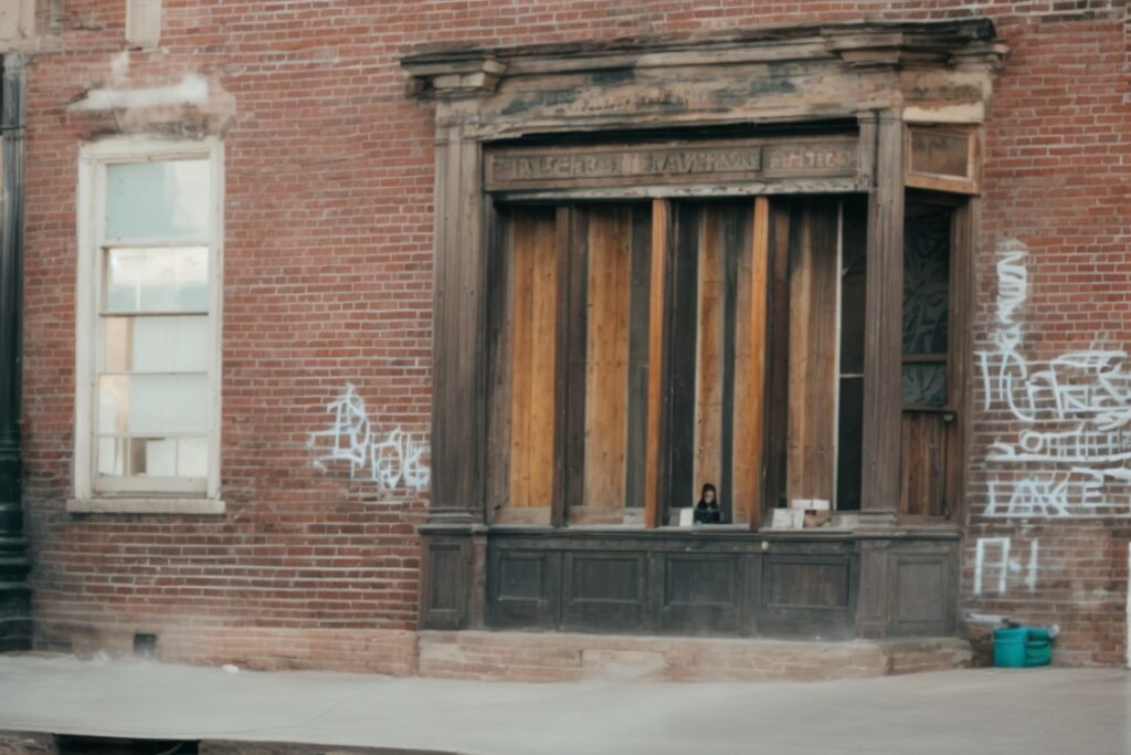 Denver historic building with graffiti being cleaned