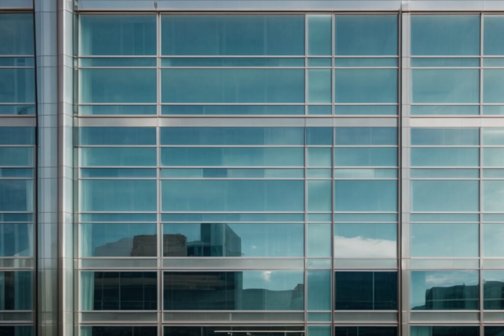 modern office building with reflective window film in Colorado climate