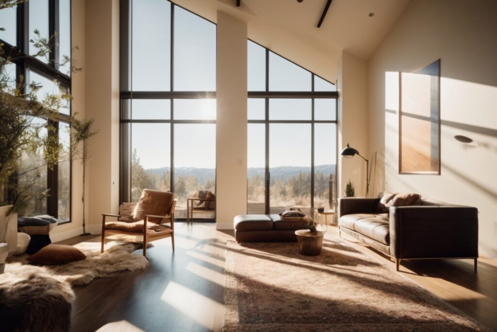 Colorado home interior with UV protection window film and sunlight filtering through
