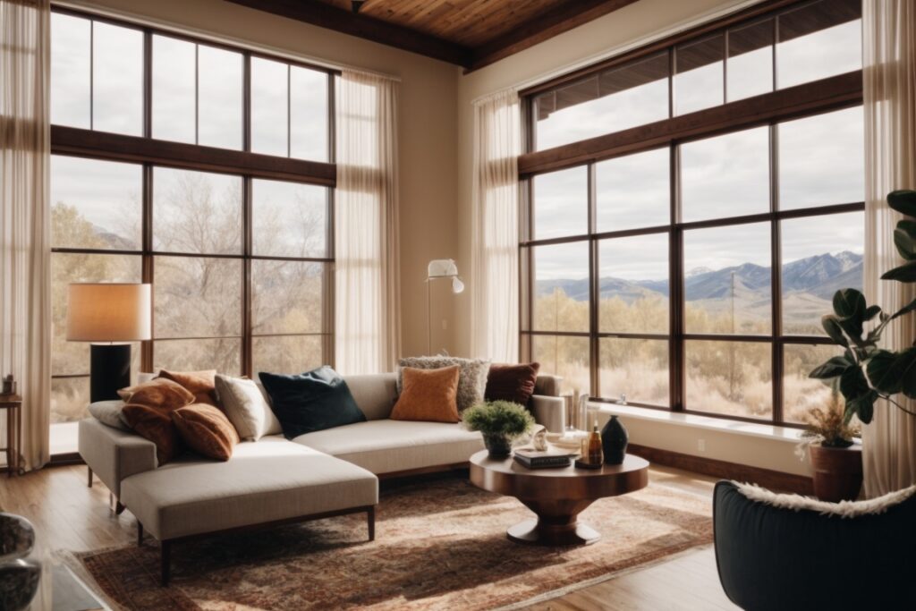 Colorado home with insulative window film, energy-efficient interior