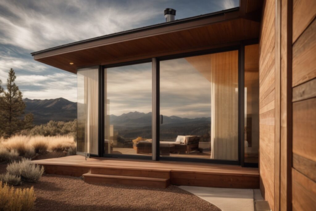 Colorado home with textured window film on opaque windows, enhancing privacy