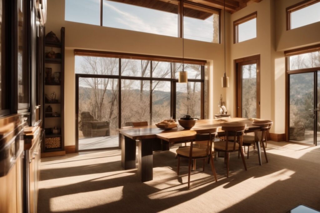Colorado home interior with sunlit rooms and visible sun control window film
