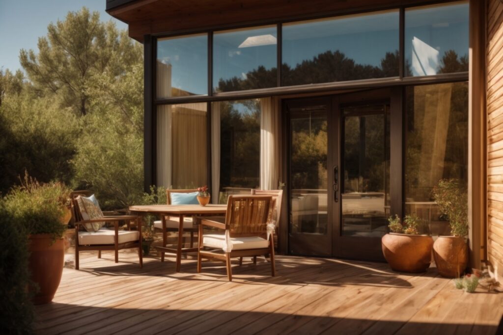 Colorado home exterior with UV protective window film and intense sunlight