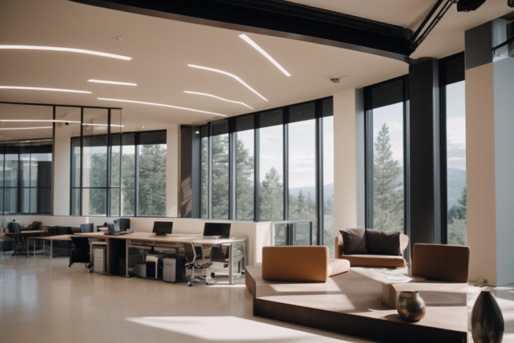 office interior with clear energy efficient window film in Colorado