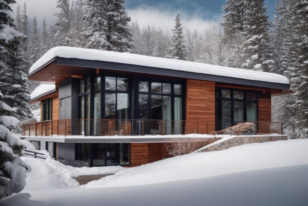 modern home with energy-efficient window films in snowy Colorado setting