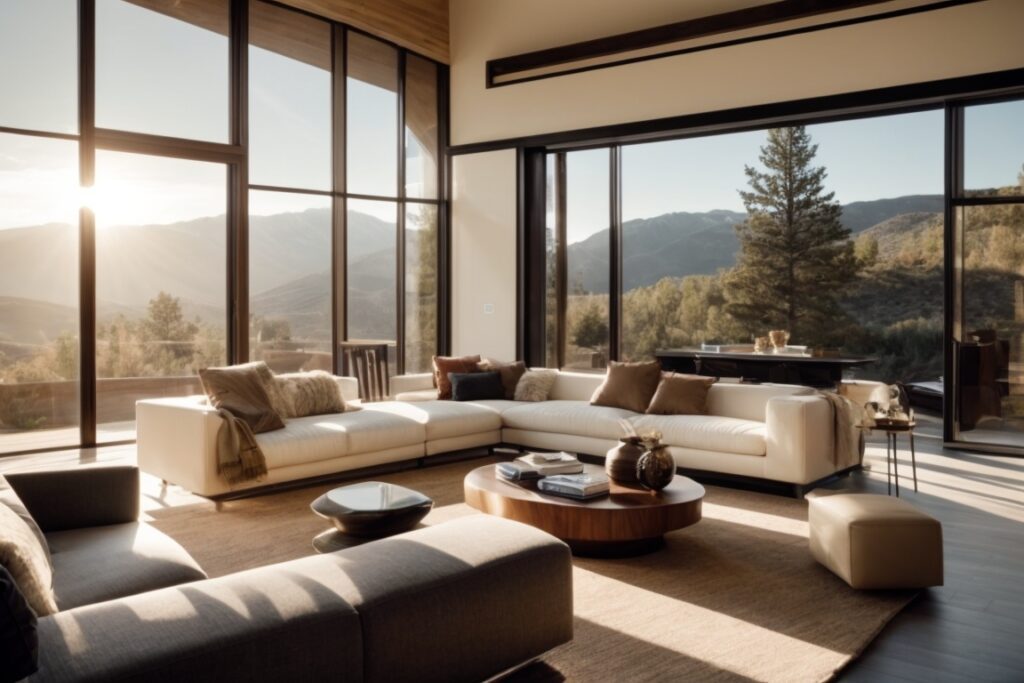 Colorado home interior with UV protection window film and sunlit furnishings