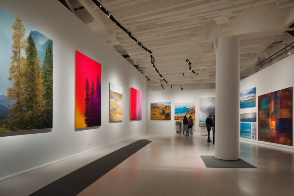 Colorado museum interior with UV protective window films and vibrant artwork displays