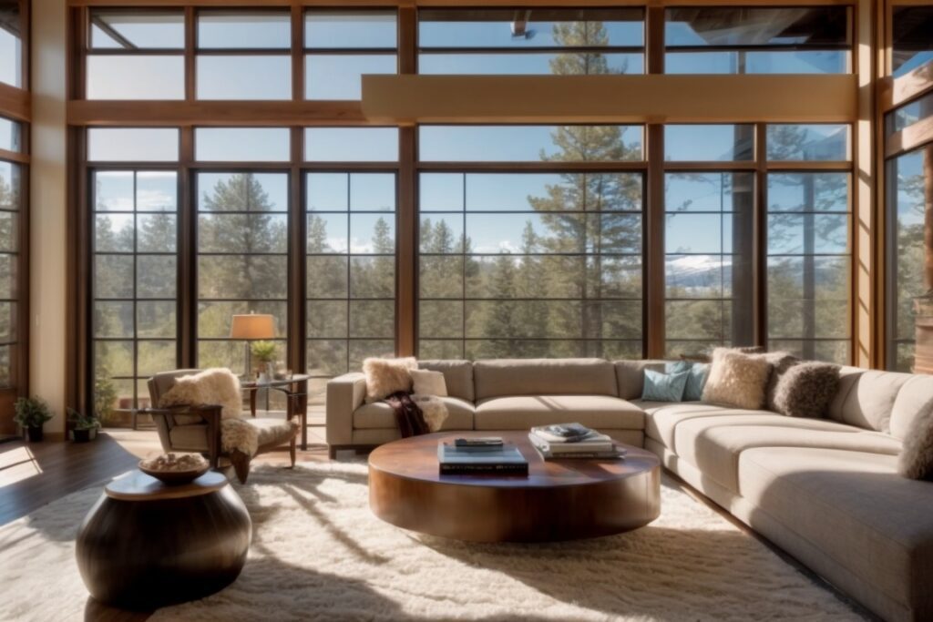 Colorado home interior with climate control window film, sunlit room, reduced glare