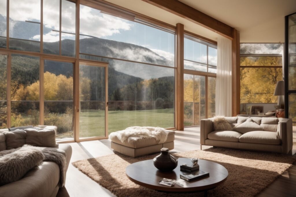 Colorado home living room with energy-saving window film, blocking UV rays