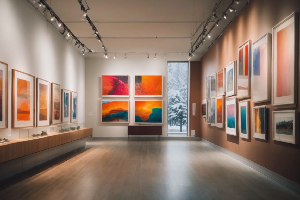 Art gallery in Aspen with low-e window film and vibrant paintings