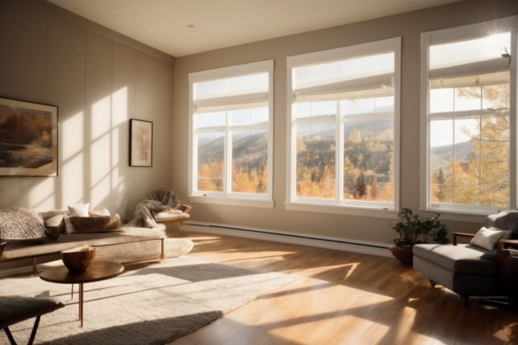 Colorado home interior with decorative window films filtering sunlight
